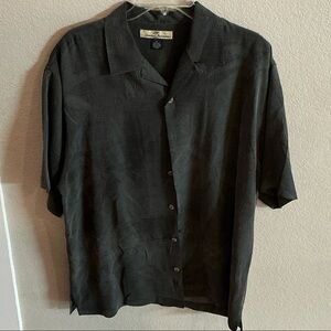 Vintage Tommy Bahama Charcoal Grey Silk Men's Camp Shirt- Size Medium